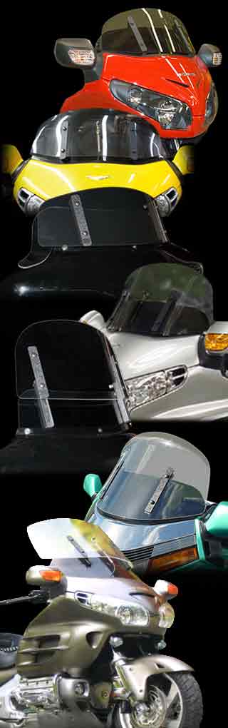 Windbender Adjustable Motorcycle Windshields in Harley Davidson and Honda Touring Bikes
